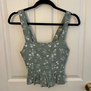 Pacsun Floral Green Tank Top